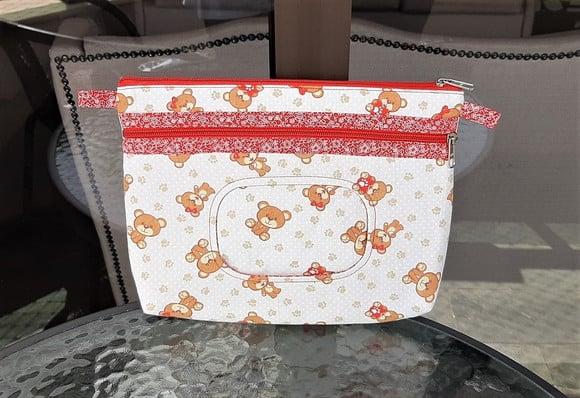 Necessaire do Bebê Porta Fraldas e Porta Lenço Umedecido Ursinh