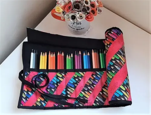 Estojo De Rolinho Para 48 Lápis De Cor Organizador Em Patchwork