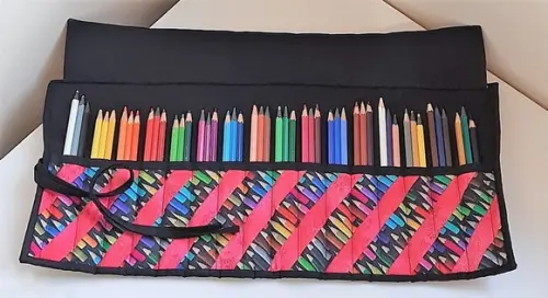 Estojo de Rolinho para 48 Lapis de Cor Patchwork