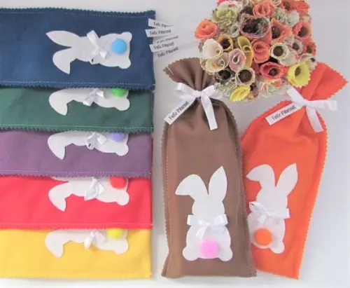 Kit 7 Lembrancinhas de Páscoa Saquinho Porta Chocolate