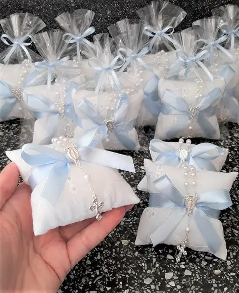 Lembrança Batizado Eucaristia Crisma Sachê com Mini Terço