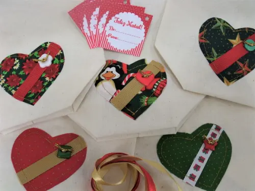 Lembrança Natal Saquinho de Tecido para Mini Panetone