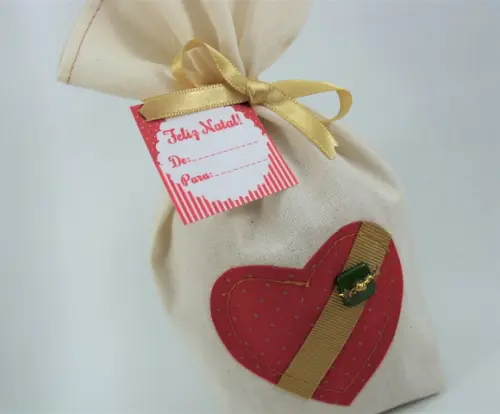 Lembrança Natal Saquinho de Tecido para Mini Panetone