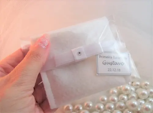 Lembrança Primeira Eucaristia Envelope Feltro com Mini Terço
