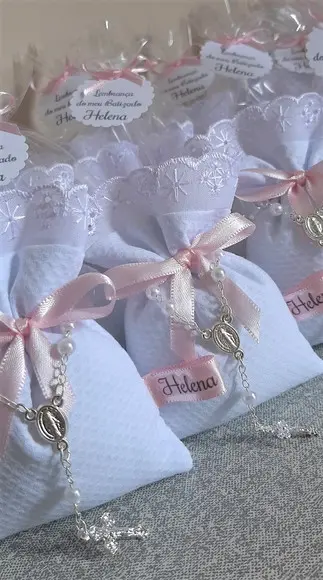 Lembrancinha Batizado Menina Sachê Personalizado