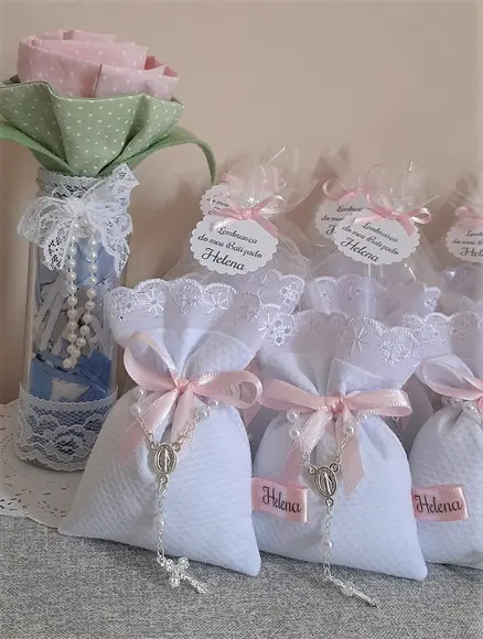 Lembrancinha Batizado Menina Sachê Personalizado