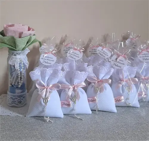 Lembrancinha Batizado Menina Sachê Personalizado
