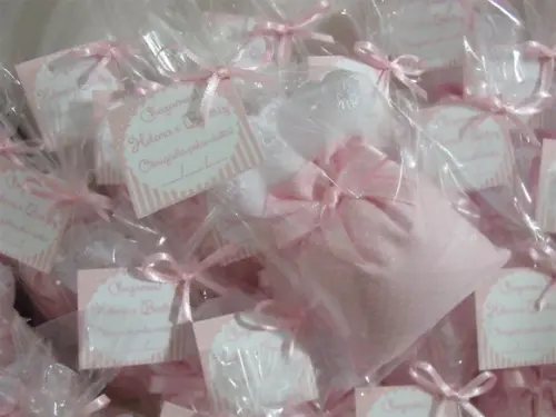 Lembrancinha Menina Sachê Perfumado Poá Rosa