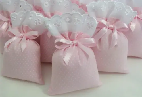 Lembrancinha Menina Sachê Perfumado Poá Rosa