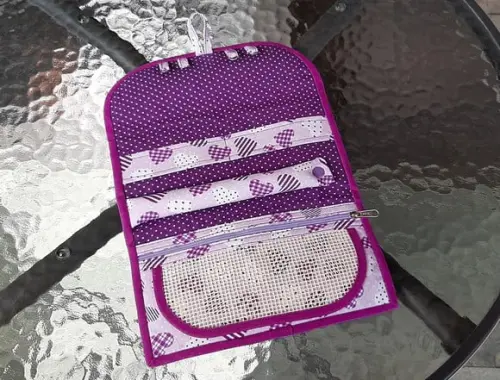 Porta Joias de Tecido para Viagem | Corações Lilás | Compre