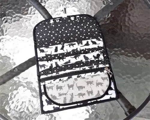 Porta Joias Dobrável para bolsa e mala de viagem Gato Preto e Branco