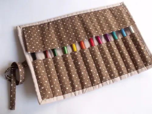 Estojo De Rolinho Para Lapis De Cor Organizador De Tecido