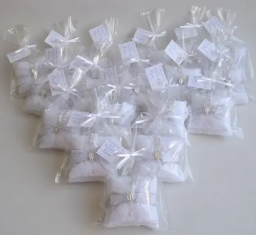 Sachê Perfumado com Terço Lembrancinha Batizado Comunhão