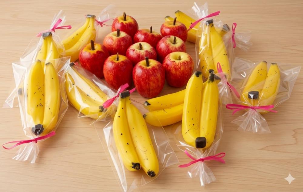 Lembrancinha Banana Maçã Festa no Havai Sabonete de Frutas