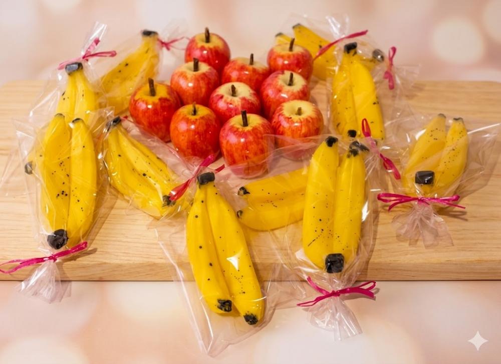 Lembrancinha Banana Maçã Festa no Havai Sabonete de Frutas