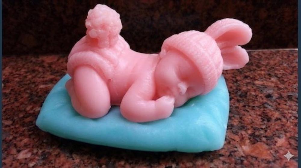 Lembrancinha Bebê Dormindo com Touca Touquinha Cha de Bebe gesta