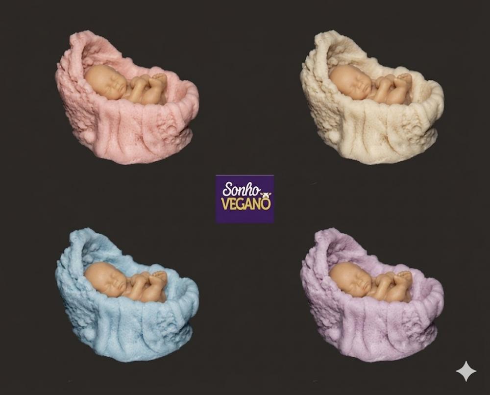 Lembrancinha berço com nenem Cha de Bebe Gestante Bercinho Gravi