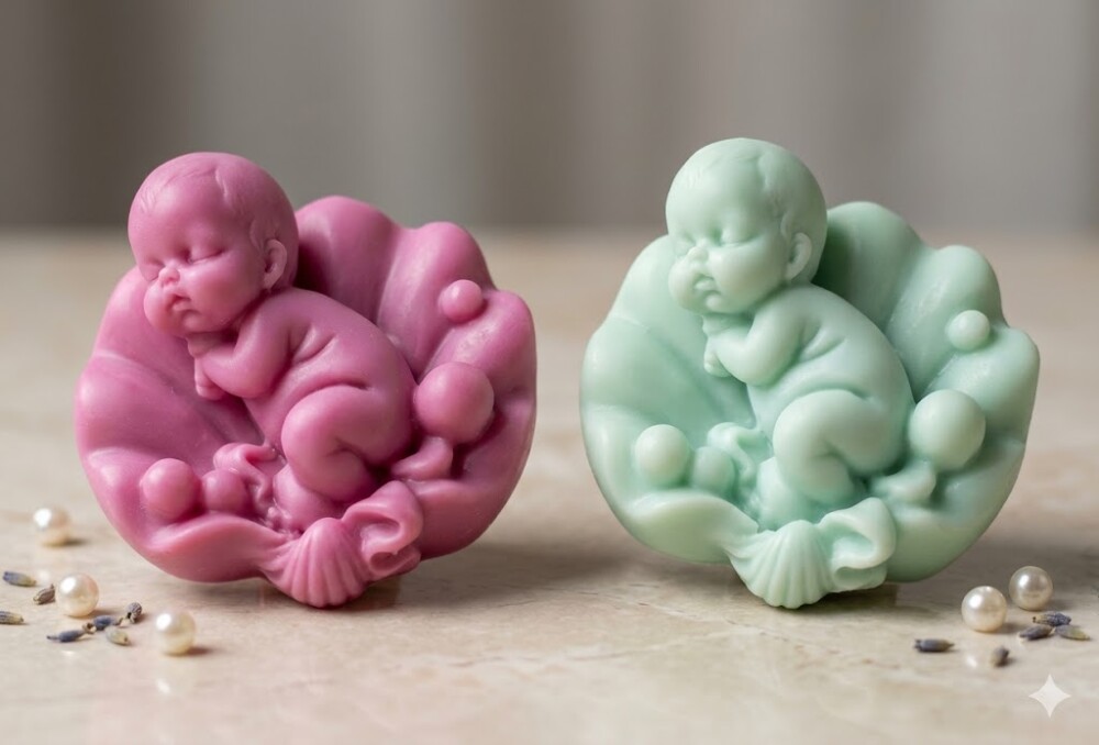 Lembrancinha nenem na concha Cha de Bebe Gestante Gravida Revela?