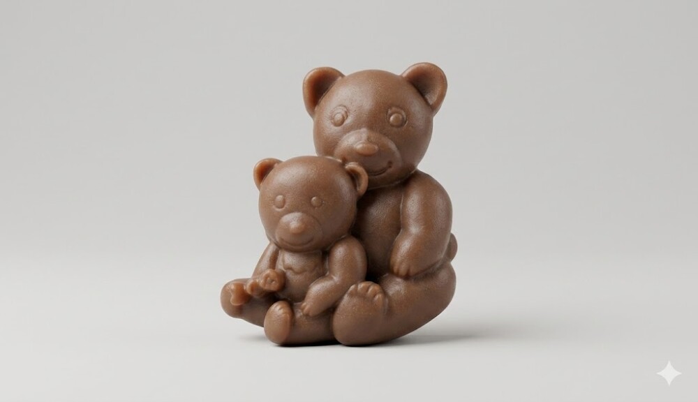 Lembrancinha Urso com Filhote urso polar Mamãe Cha de Bebe Flore