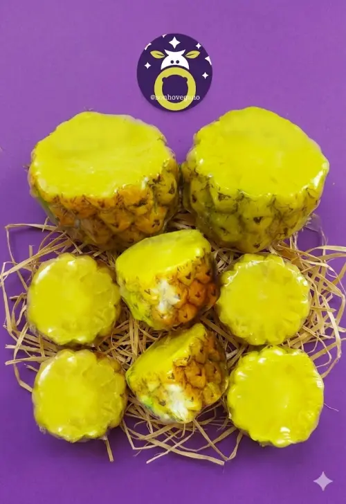Lembrancinha Abacaxi Frutas Fazendinha Havai Praia Horta sabonete de frutas