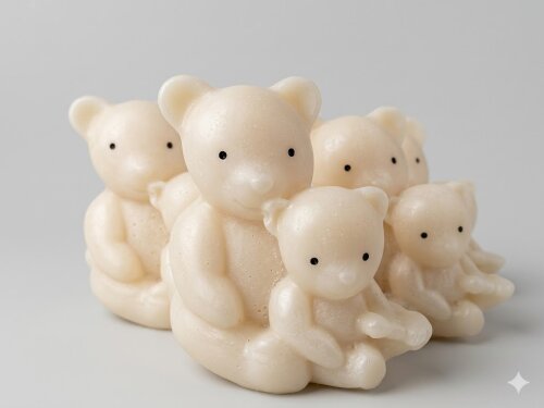 Lembrancinha Urso com Filhote urso polar Mamãe Cha de Bebe Flore
