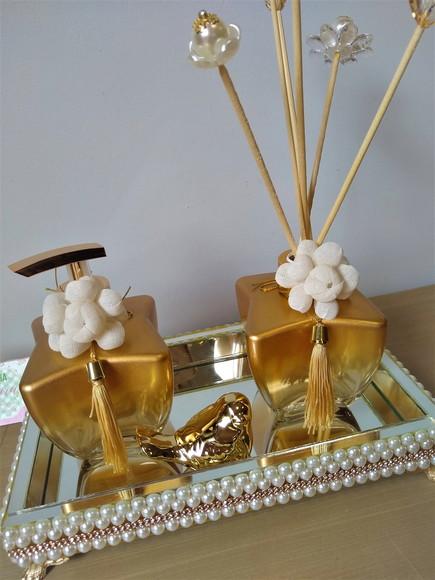 Conjunto De Vidros Com Bandeja Pra Banheiro
