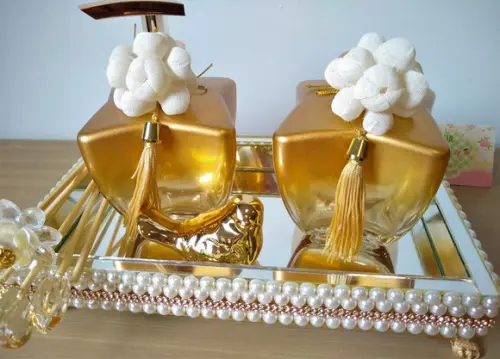 Conjunto De Vidros Com Bandeja Pra Banheiro
