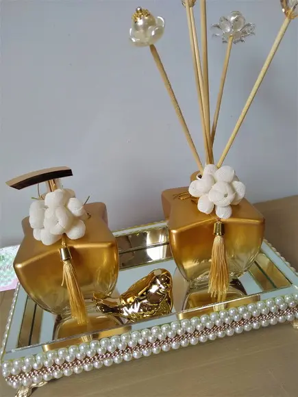 Conjunto De Vidros Com Bandeja Pra Banheiro
