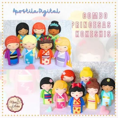 Combo de Apostilas Princesas Kokeshi - Ninaz Artes