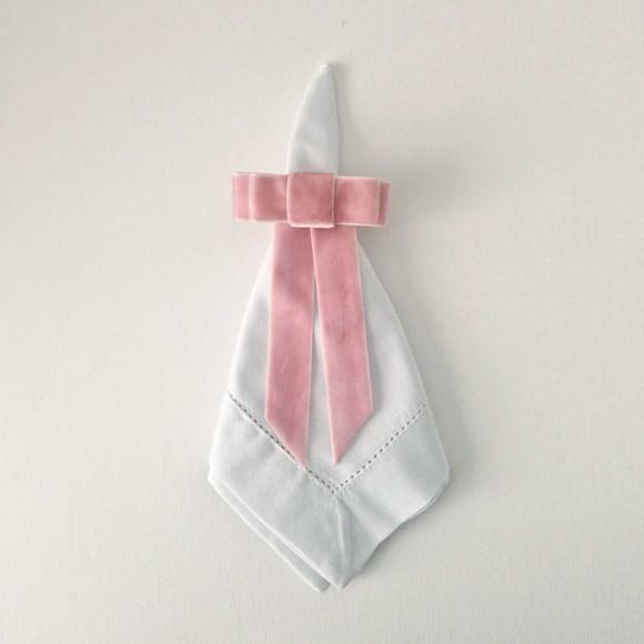 Porta Guardanapo Laço Veludo Rosa