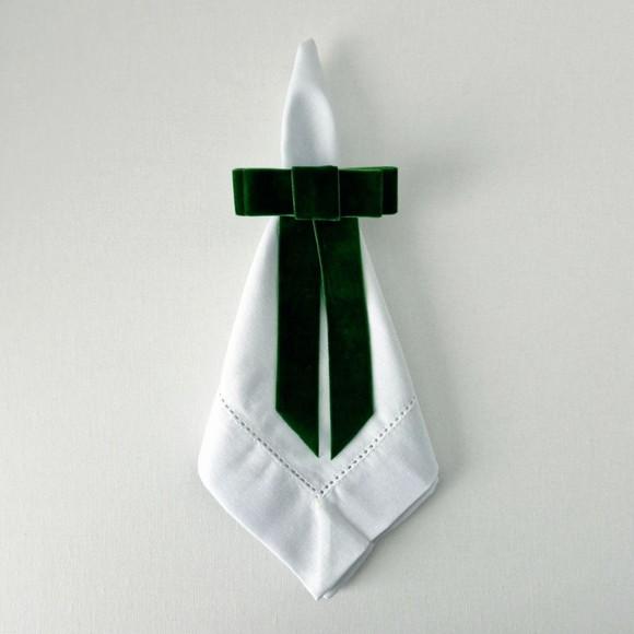 Porta Guardanapo Laço Veludo Verde Bandeira