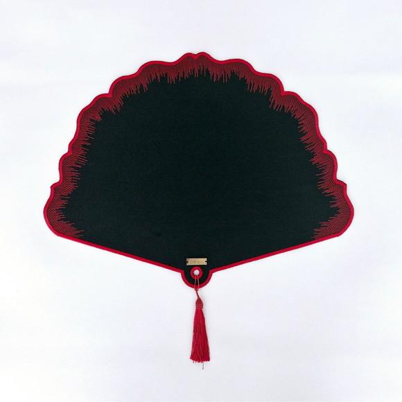 Lugar Americano Leque Preto e Vermelho