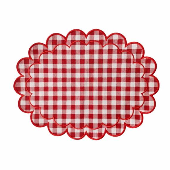 Lugar Americano Nuvem Xadrez Vermelho