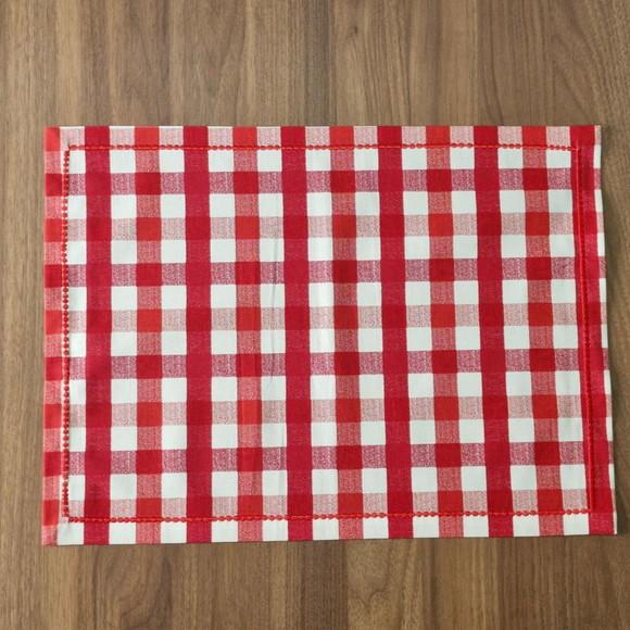 Kit Lugar Americano Xadrez Vermelho Retangular 02 Peças