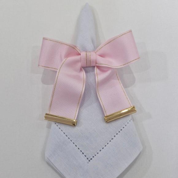 Porta Guardanapo Laço Rosa com Ponteira