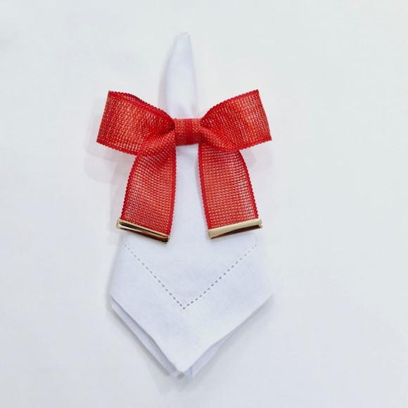 Porta Guardanapo Laço Vermelho com Ponteira