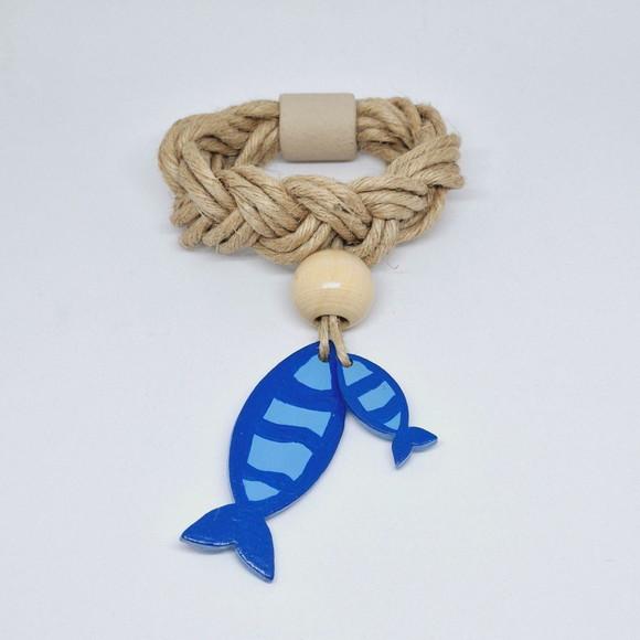 Porta Guardanapo Peixes Azul Trançado