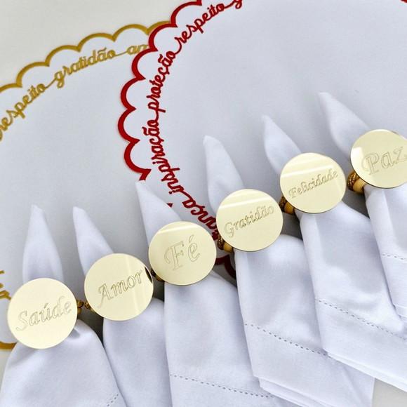 Porta Guardanapos Sentimentos Dourado