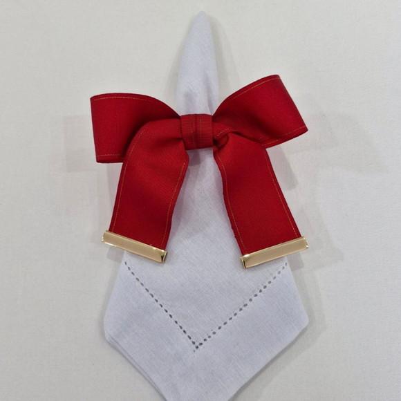 Porta Guardanapo Laço Vermelho com Ponteira