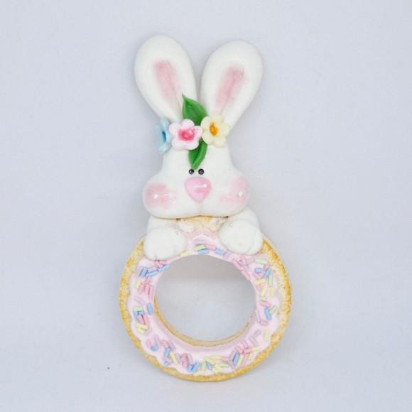 Porta Guardanapo Páscoa Coelho Rosa Biscuit