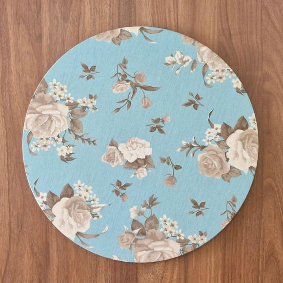 Kit Capa de Sousplat Floral Azul 08 Peças