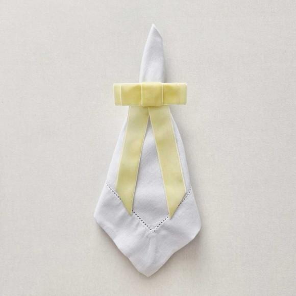 Porta Guardanapo Laço Veludo Amarelo