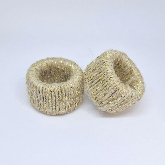 Porta Guardanapo Juta com Lurex Dourado