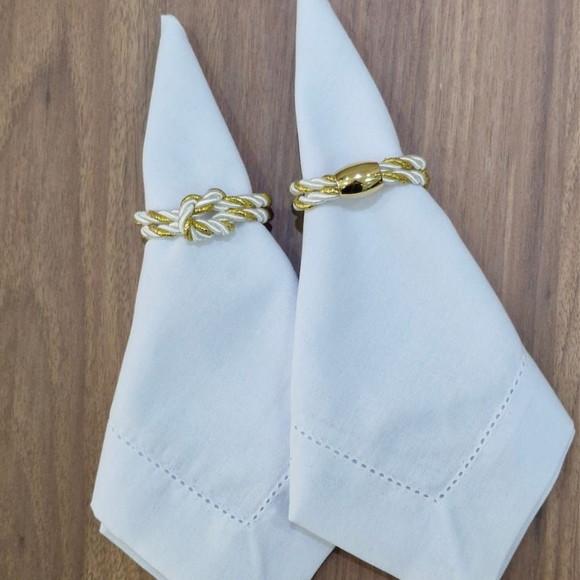 Porta Guardanapo Nó Náutico Branco e Dourado