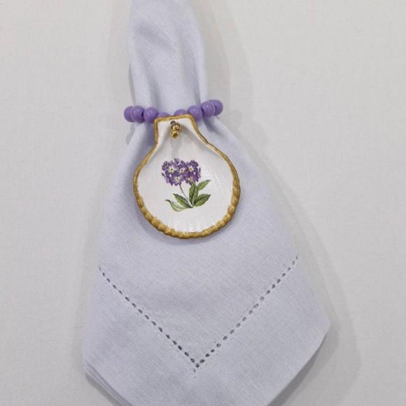 Kit Porta Guardanapo Concha Floral Lilás 06 Peças