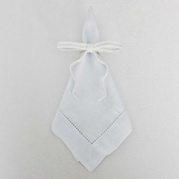Porta Guardanapo Laço Veludo com Glitter Estruturado Branco