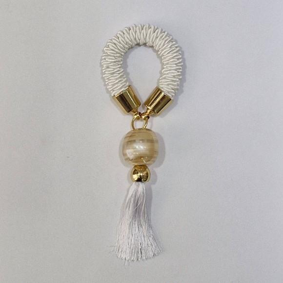 Porta Guardanapo Murano Branco Tassel