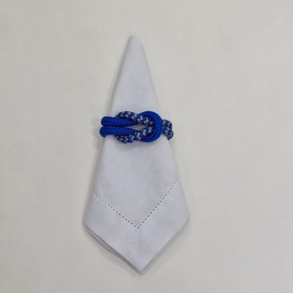 Porta Guardanapo Nó Náutico Azul Royal Mesclado com Prata