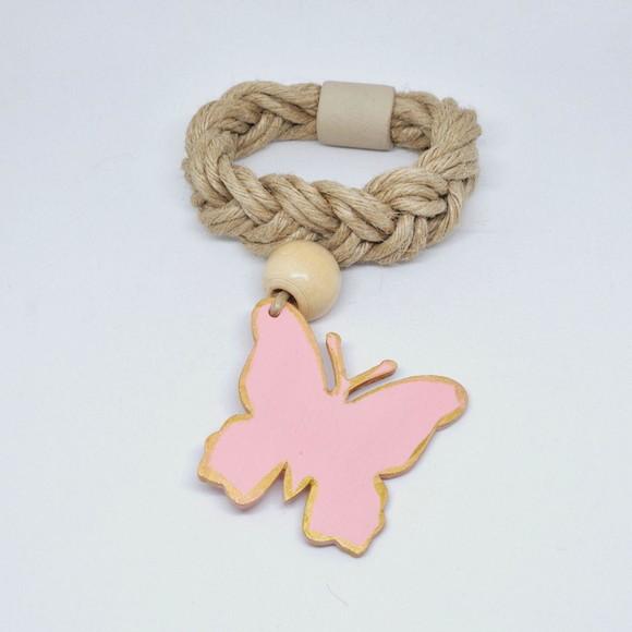 Porta Guardanapo Borboleta Rosa Trançado