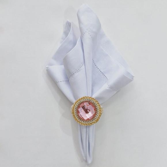 Kit Porta Guardanapo Medalhão Rosa Brilho 06 Peças